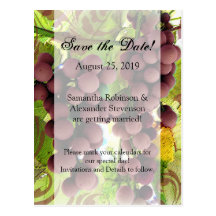 Elegant Vineyard Purple/Green Grapes Wedding Post Cards
