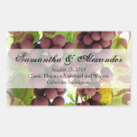 Elegant Vineyard Purple/Green Grapes Wedding Rectangular Stickers
