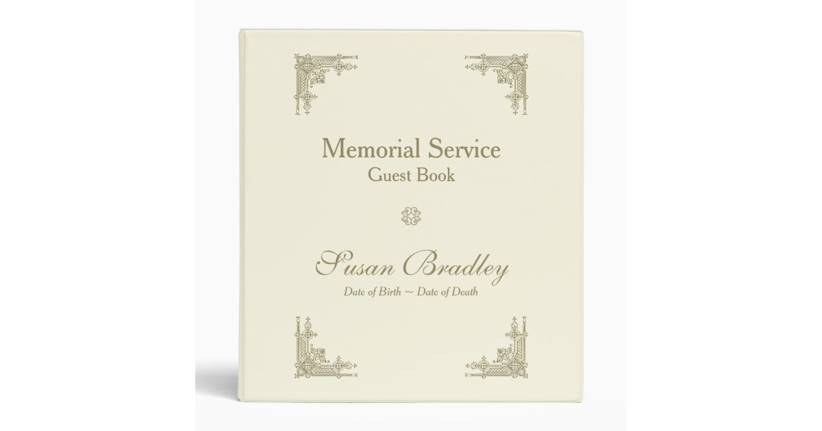 Elegant Vintage 1 Memorial Service Guest Book Binder Zazzle