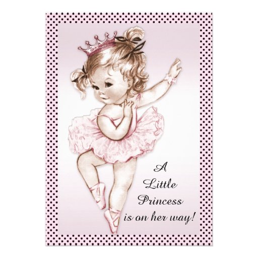 Elegant Vintage Ballerina Princess Baby Shower Announcement (front side)