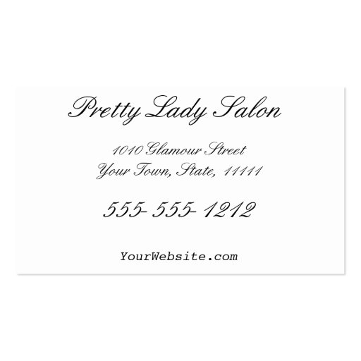 Elegant Vintage Beauty Salon Cosmetology Business Cards (back side)