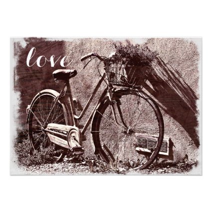 Elegant Vintage Bicycle Love Wedding Invitations
