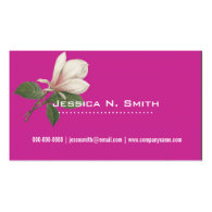 elegant, vintage botanical magnolia flower pink business cards