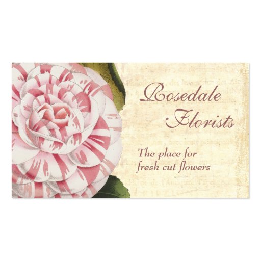 Elegant Vintage Camellia Gardener or Florist Business Card Templates (back side)