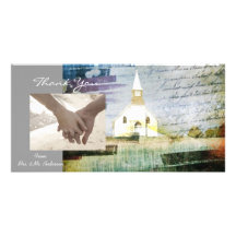 elegant vintage church chapel country thank you photo greeting card