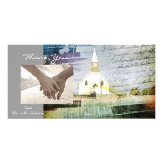 elegant vintage church chapel country thank you photo greeting card