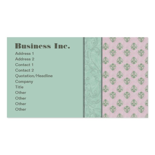 Elegant Vintage Damask Blue and Pink Business Card Templates