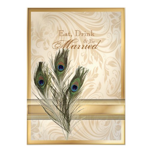elegant vintage damask peacock rehearsal dinner custom invitations