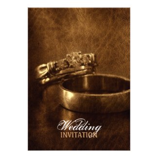elegant vintage diamond rings leather wedding custom invites