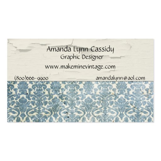 Elegant Vintage Distressed Teal Profile Card Business Card Templates (back side)