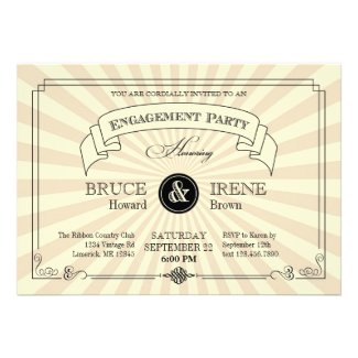 Elegant Vintage Engagement Party Invitation