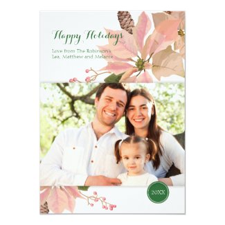 Elegant Vintage Floral Holiday Photo Card