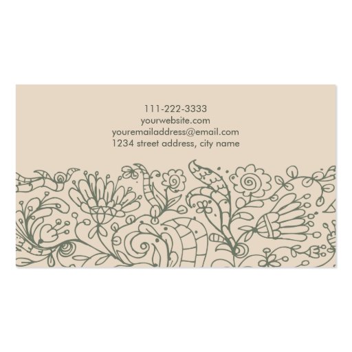 Elegant Vintage Floral line art Business Card (back side)