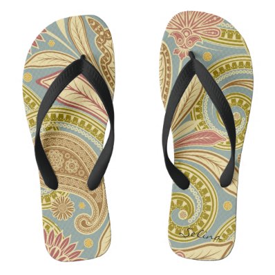 Elegant Vintage Floral Personalized Pattern Flip Flops