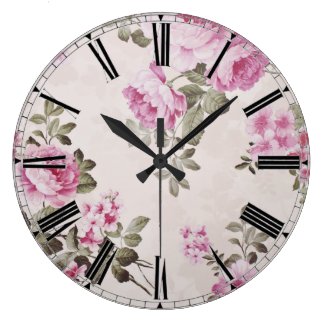 Elegant Vintage Floral Rose Clock