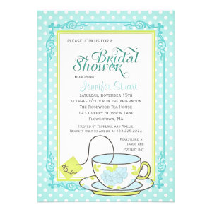 Elegant Vintage Floral Tea Bridal Shower Announcements