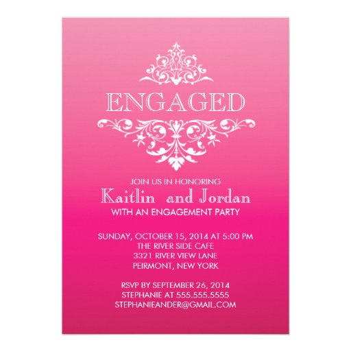 Elegant Vintage Flourish Engagement Party Invitations