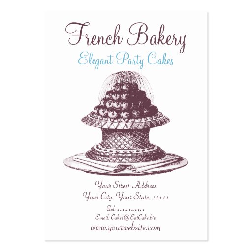 Elegant Vintage French Pastries Bakery Business Card (back side)
