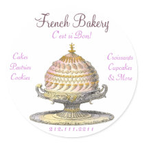 Elegant Vintage French Pastries: Bakery, Cake Shop Stickers