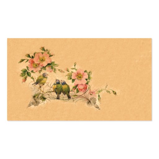 Elegant, Vintage Friends- Floral & Birds Business Card (front side)