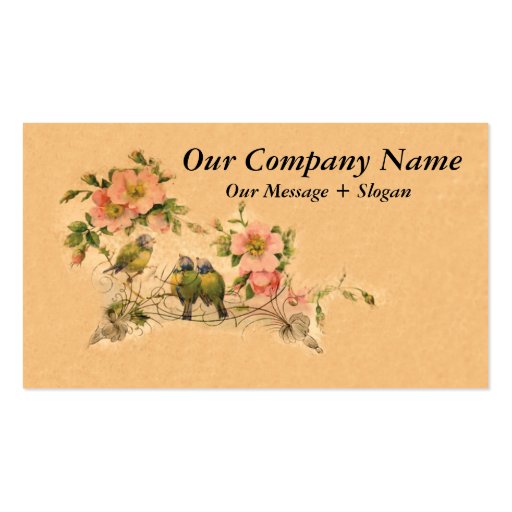 Elegant, Vintage Friends- Floral & Birds Business Card Template (front side)