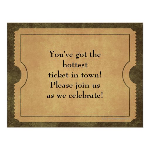 Elegant Vintage Gold Admit One 50th Birthday/Party Personalized Invite