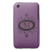 Elegant Vintage Gothic Monogram Purple iPhone 3 Case-Mate Case