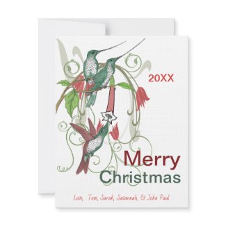 Elegant Vintage Hummingbird Mery Christmas Cards invitation