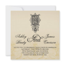 Elegant Vintage Monogram E Wedding Invitations