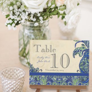 Elegant Vintage Paisley Wedding Table Number Postcard