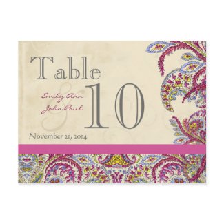 Elegant Vintage Paisley Wedding Table Number postcard