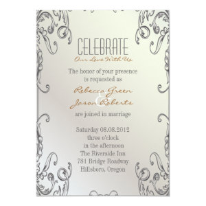 elegant vintage pearl floral peacock wedding 5x7 paper invitation card