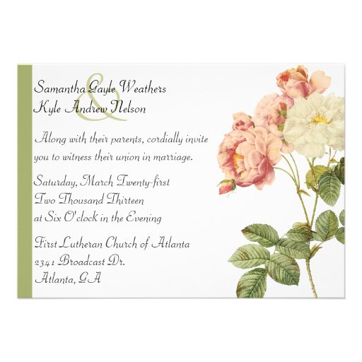 Elegant Vintage Peonies Floral Wedding Invitation