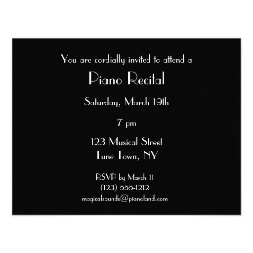 Elegant Vintage Piano Recital Invitations