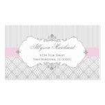 Elegant Vintage Pink Gray White Damask and Stripes business cards