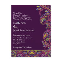 Elegant Vintage Plum Paisley Wedding Invitation postcards