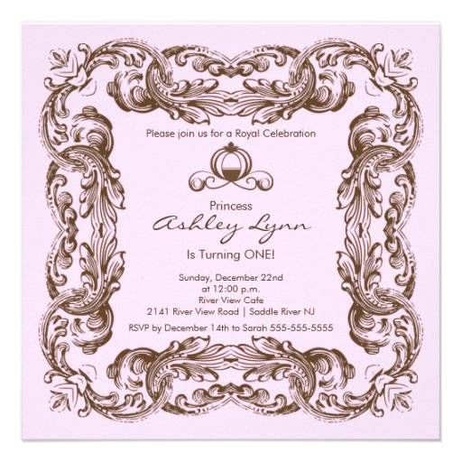 Elegant Vintage Princess Birthday Party Invitation