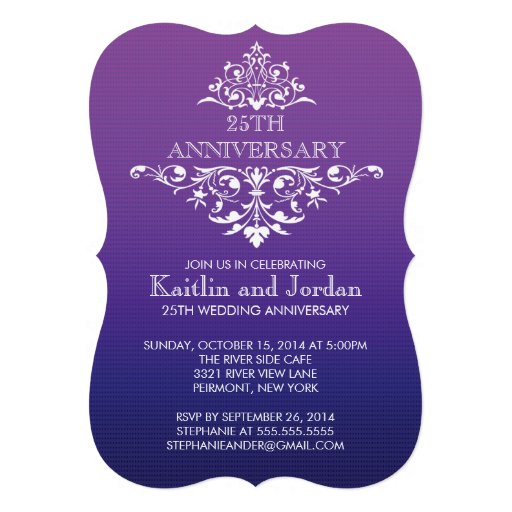 Elegant Vintage Purple Flourish Anniversary Party Invites