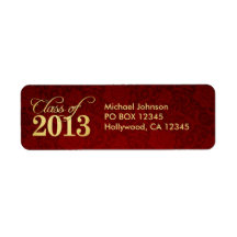 Elegant Vintage Red damask and Gold Class of 2013 Return Address Label