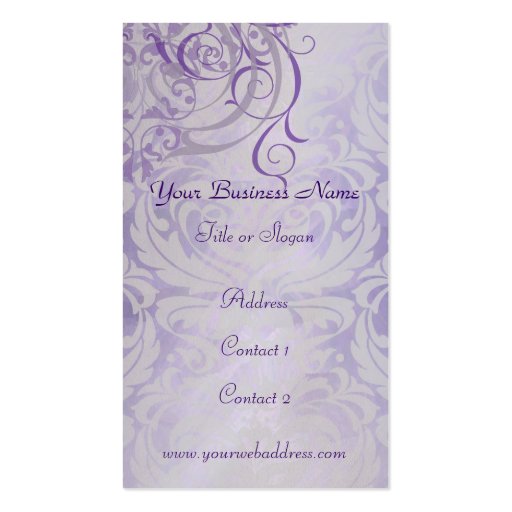 Elegant Vintage Rococo Purple Business Card (back side)