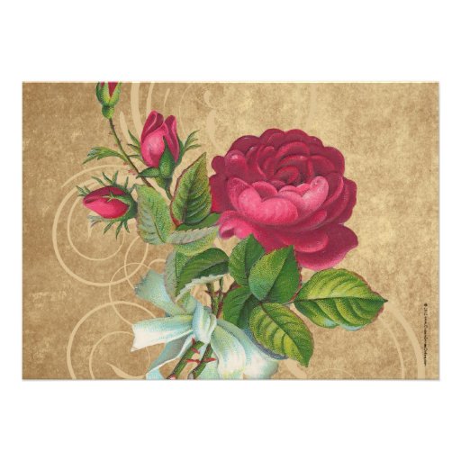 Elegant Vintage Rose Bridal Shower Invitation