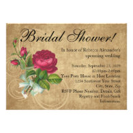 Elegant Vintage Rose Bridal Shower Invitation