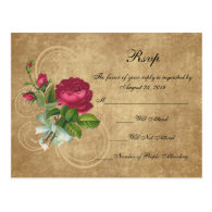 Elegant Vintage Rose, Magenta/Brown Postcard