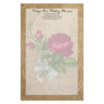 Elegant Vintage Rose, Magenta/Brown Personalized Stationery