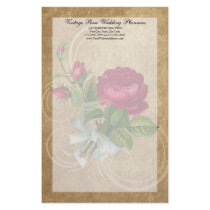 Elegant Vintage Rose, Magenta/Brown Personalized Stationery