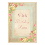 Elegant Vintage Roses 90th Birthday Party Personalized Invites