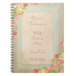 Elegant Vintage Roses 90th Birthday Party Spiral Notebook