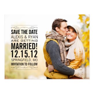 Elegant Vintage Save The Date Wedding Postcard