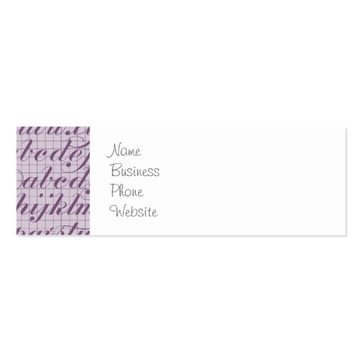 Elegant Vintage Script Typography Lettering Purple Business Cards (front side)
