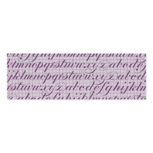 Elegant Vintage Script Typography Lettering Purple Business Cards (back side)